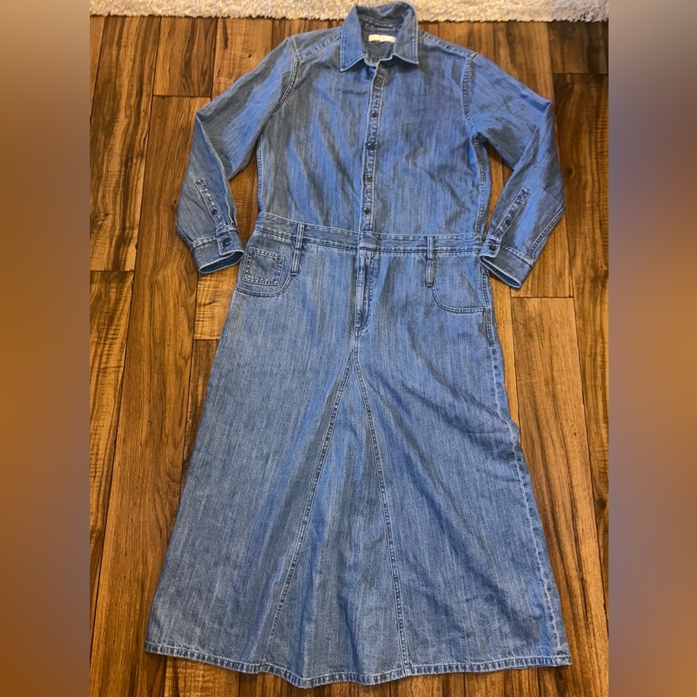 TIBI Lightweight Stone Washed Denim Shirtdress
